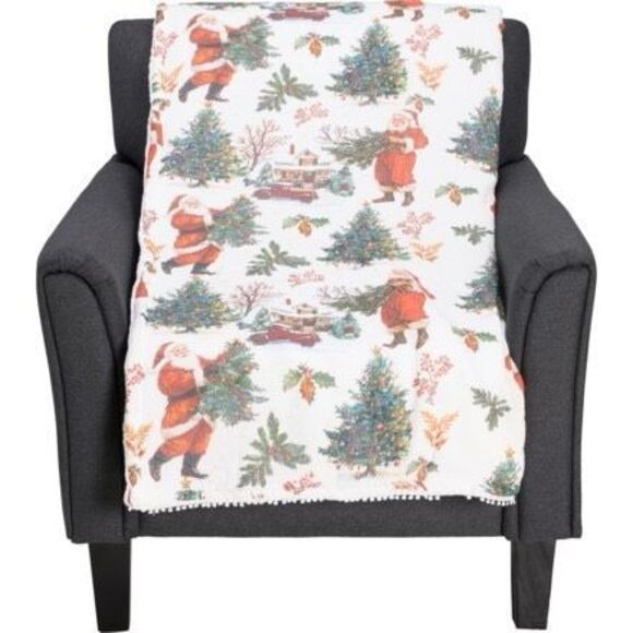 NWT Envogue Santa Christmas Reversible Dreamy Cotton Gauze Throw Blanket 50 x 70 - Picture 2 of 16